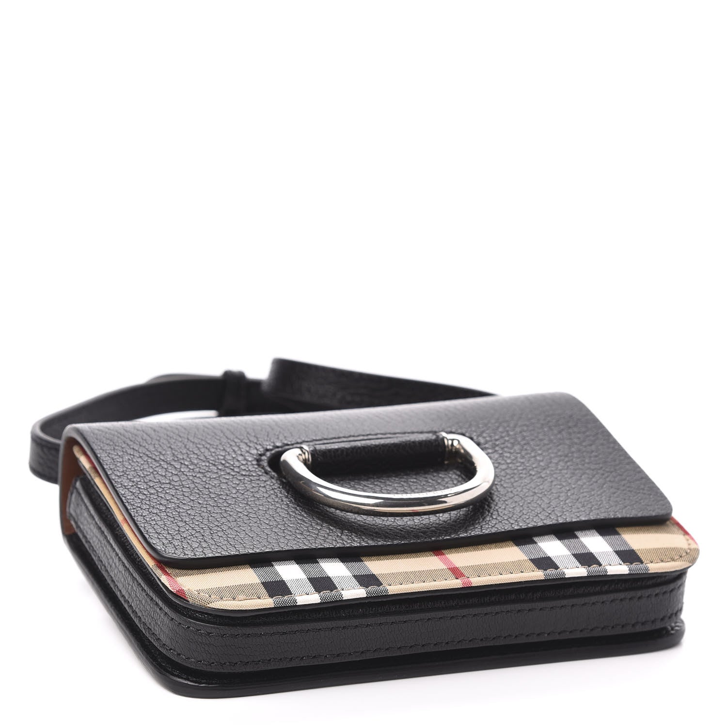 Burberry Goatskin Vintage Check Mini D-Ring Bag Black 4 of 11