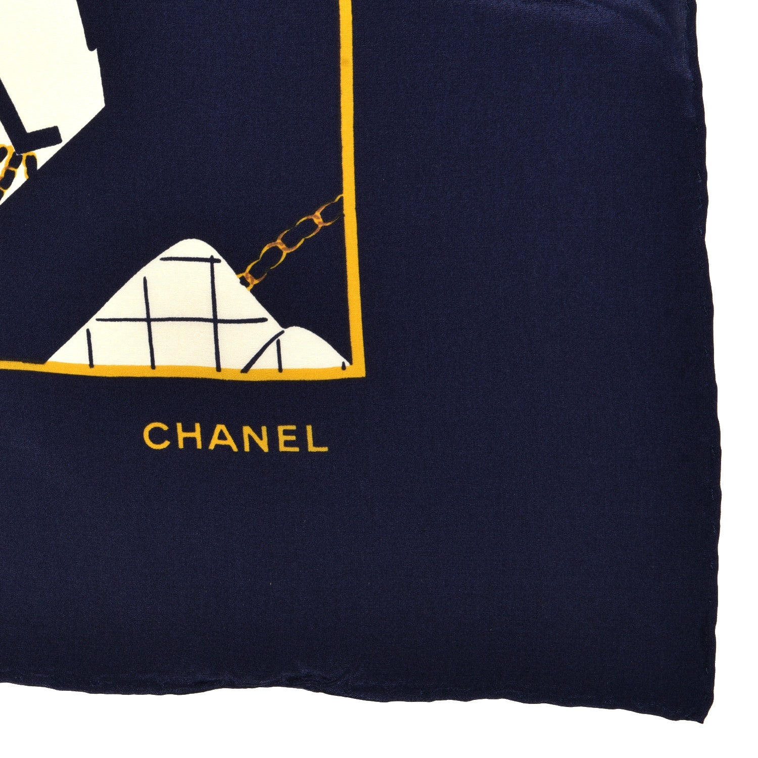 Chanel Silk Coco Square Scarf Navy 2 of 3