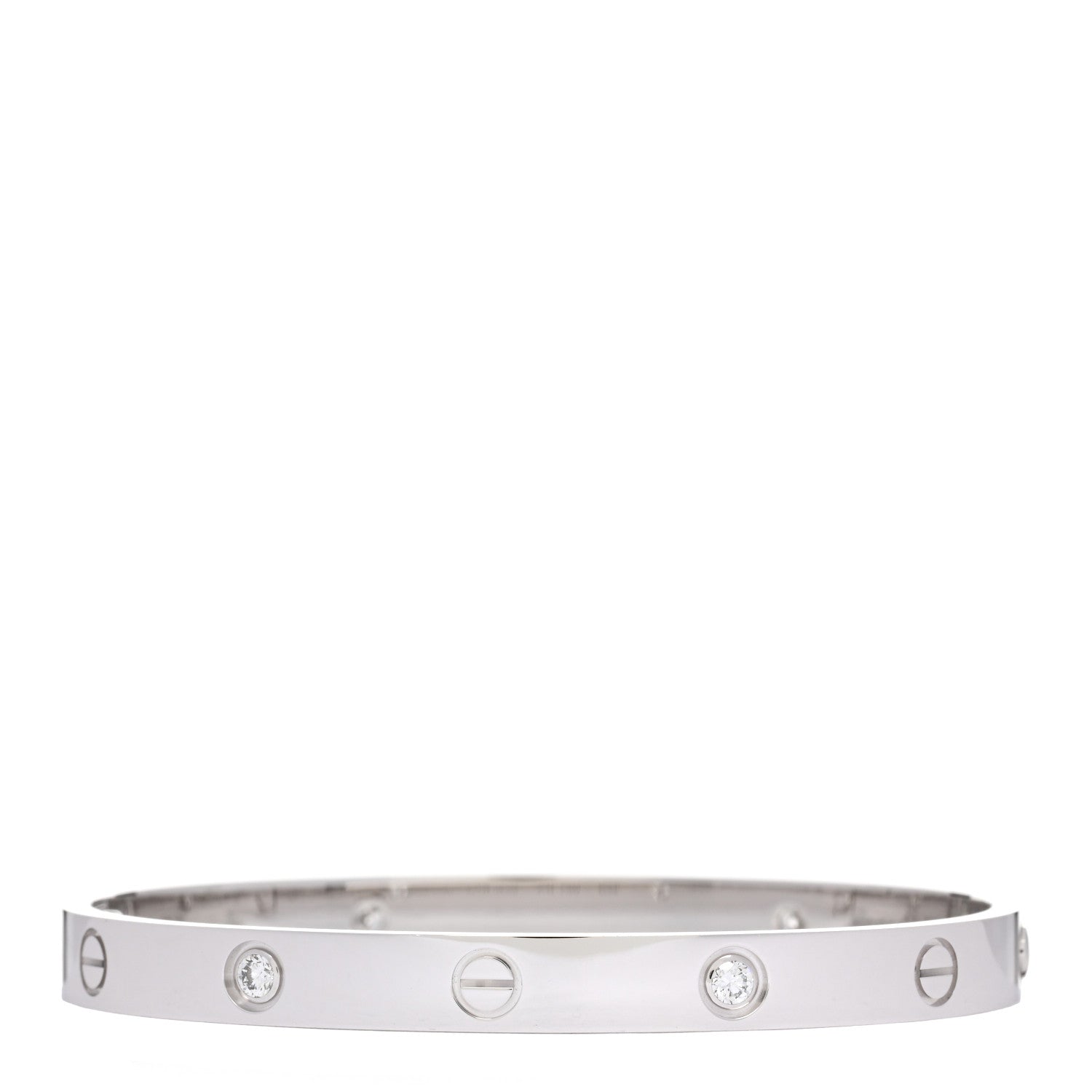 Cartier 18K White Gold 4 Diamond Love Bracelet 18 2 of 5