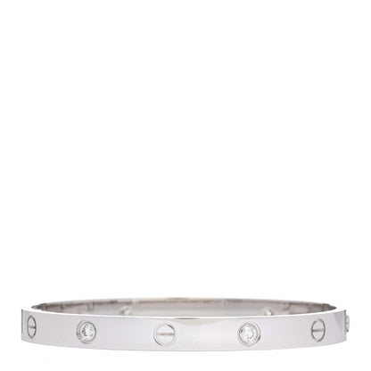 Cartier 18K White Gold 4 Diamond Love Bracelet 18 2 of 5