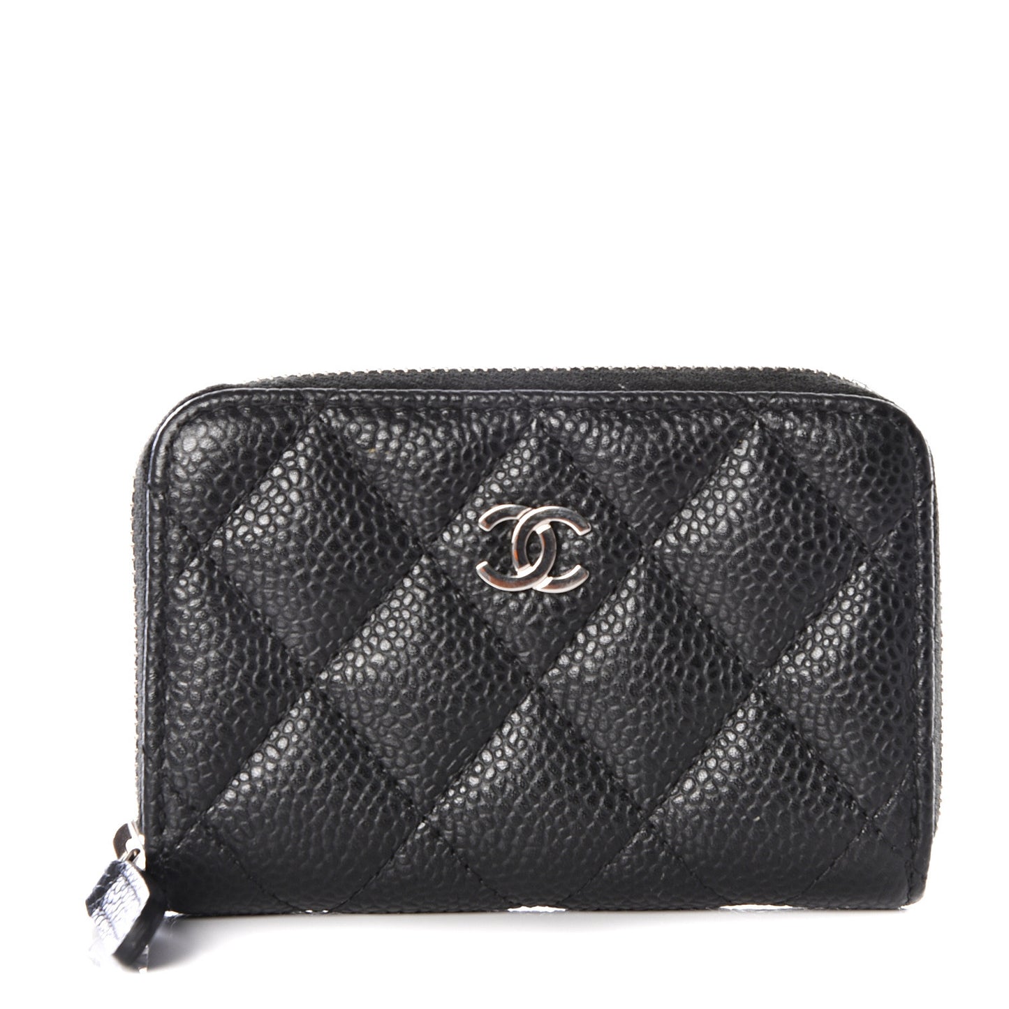 Caviar Quilted Zip Coin Purse Black