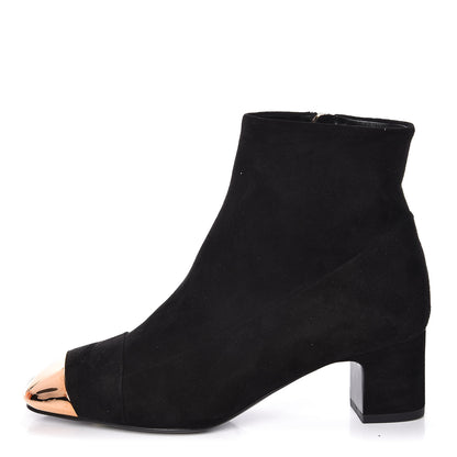 Hermes Velvet Goatskin Permabrass Cap Toe Lindsay Ankle Boots 35 Black 1 of 10