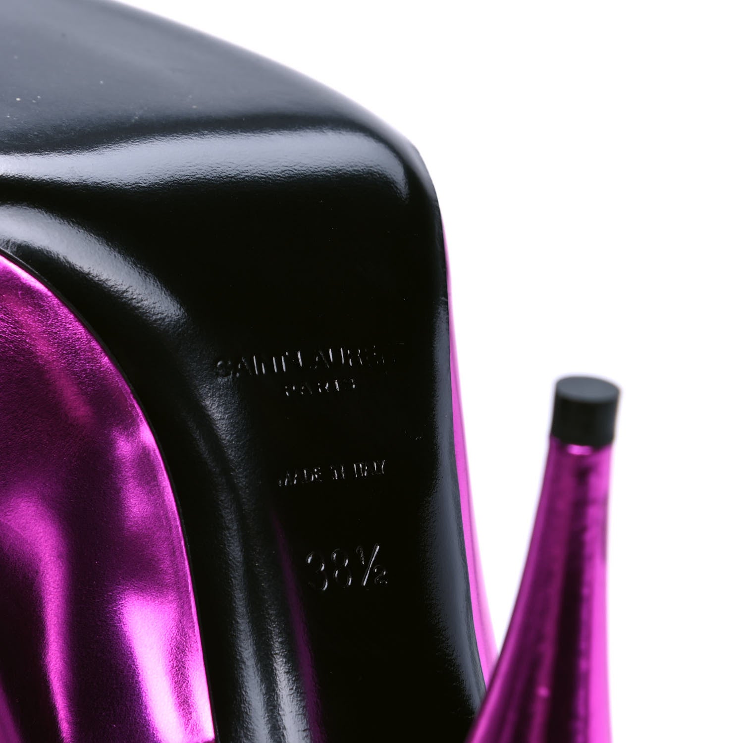 Saint Laurent Metallic Calfskin Kiki 100 Pumps 38.5 Fuchsia 5 of 6