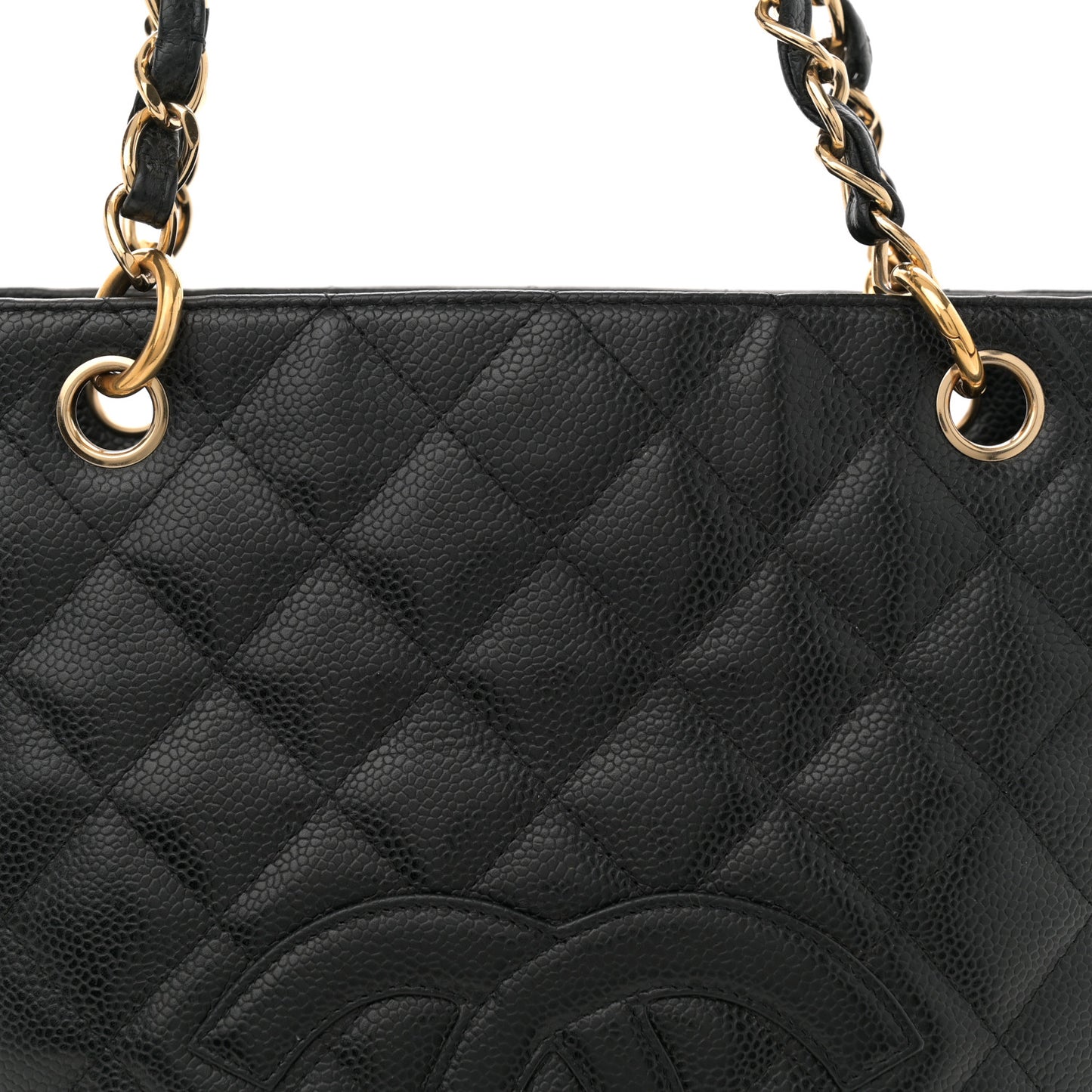 Caviar Quilted Petit Shopping Tote PST Black