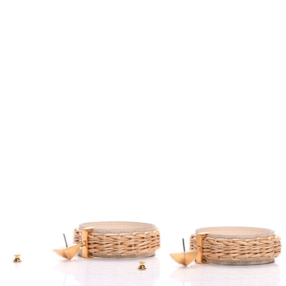 Hermes Wicker Swift Medor Picnic Earrings GM Nata 3 of 5