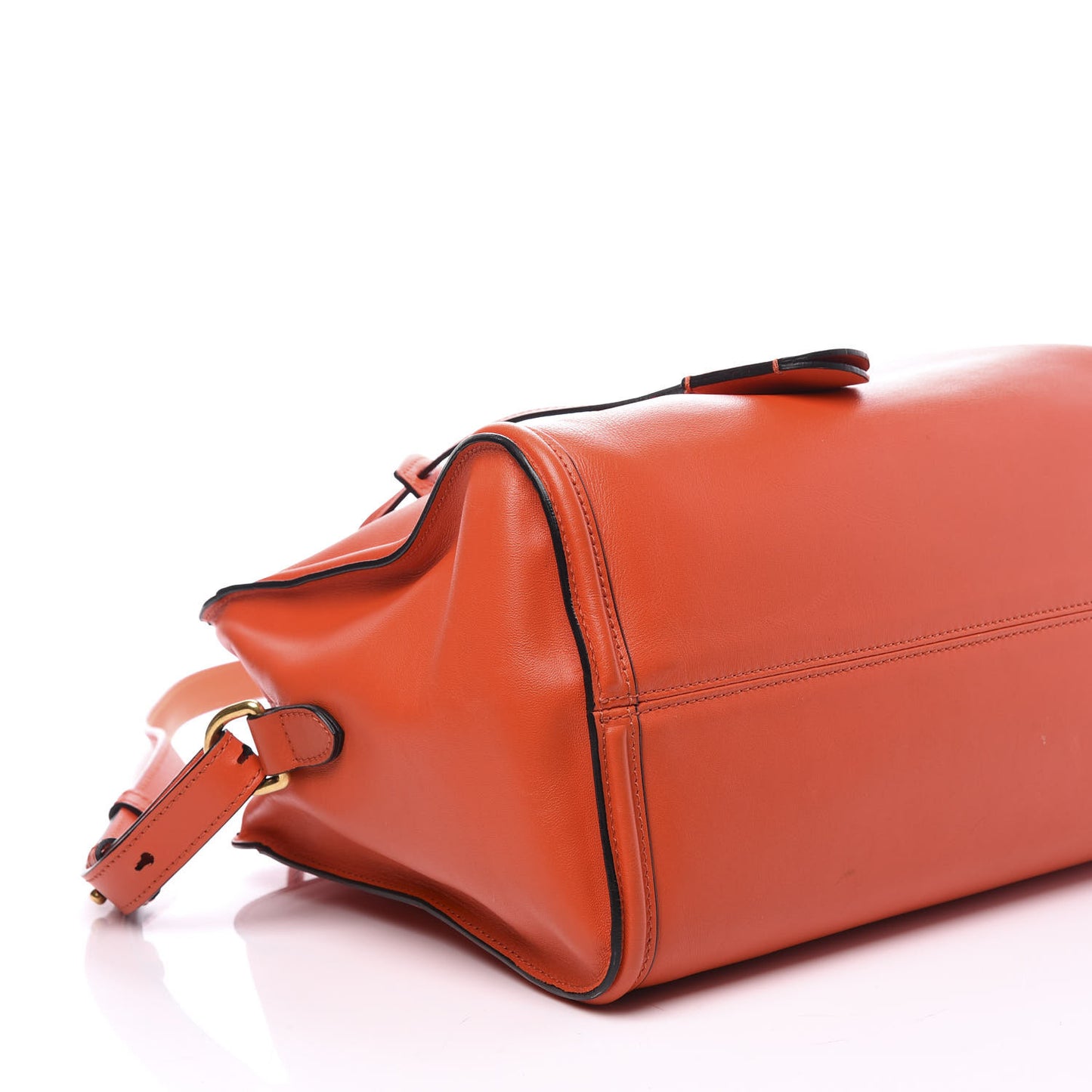 Calfskin Small Skull Padlock Zip Around Tote Orange