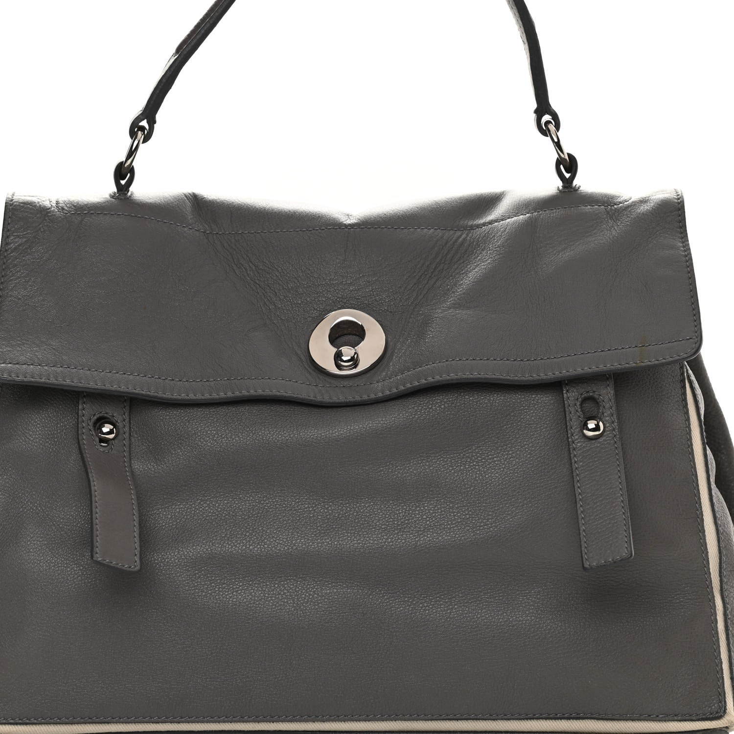 Saint Laurent Calfskin Canvas Large Muse Two Grey 8 of 21