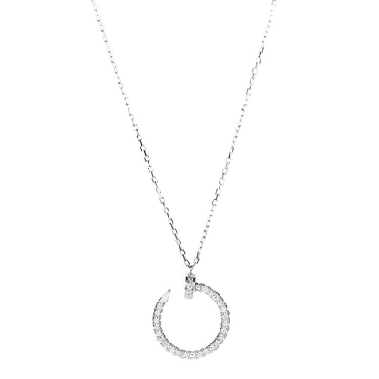 Cartier 18K White Gold Diamond Juste Un Clou Paved Pendant Necklace 1 of 5