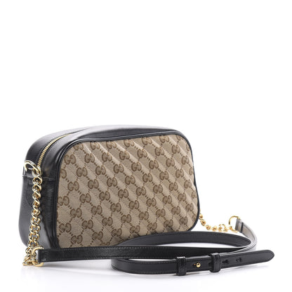 Gucci Monogram Matelasse Diagonal Small GG Marmont Chain Shoulder Bag Beige Black 3 of 10