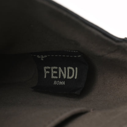Fendi Vitello Grace Glazed Fabric FF 1974 Double F Shoulder Bag Black Mogano Panna 4 of 19