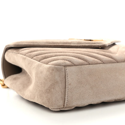 Saint Laurent Suede Matelasse Chevron Monogram Medium College Bag Taupe 10 of 12