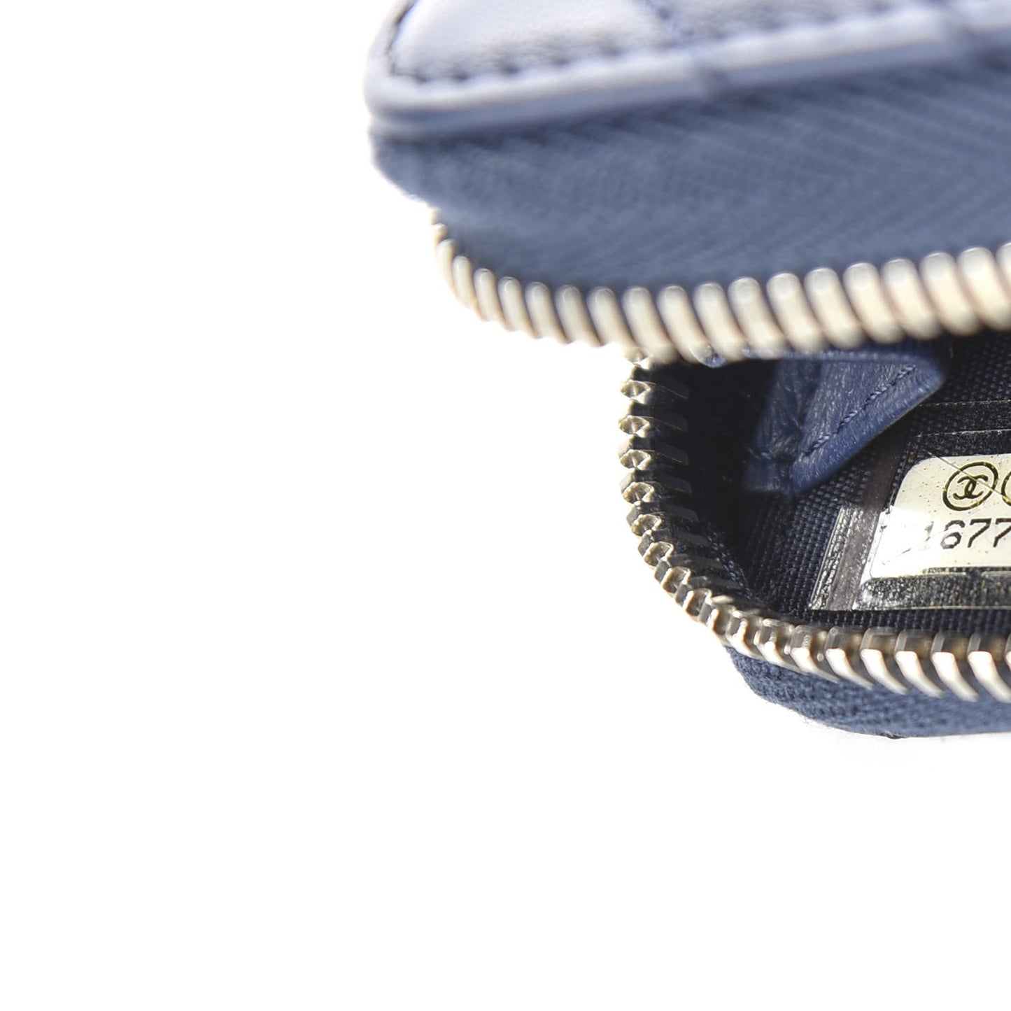 Lambskin Quilted CC Crossing Zip Around Coin Purse Navy