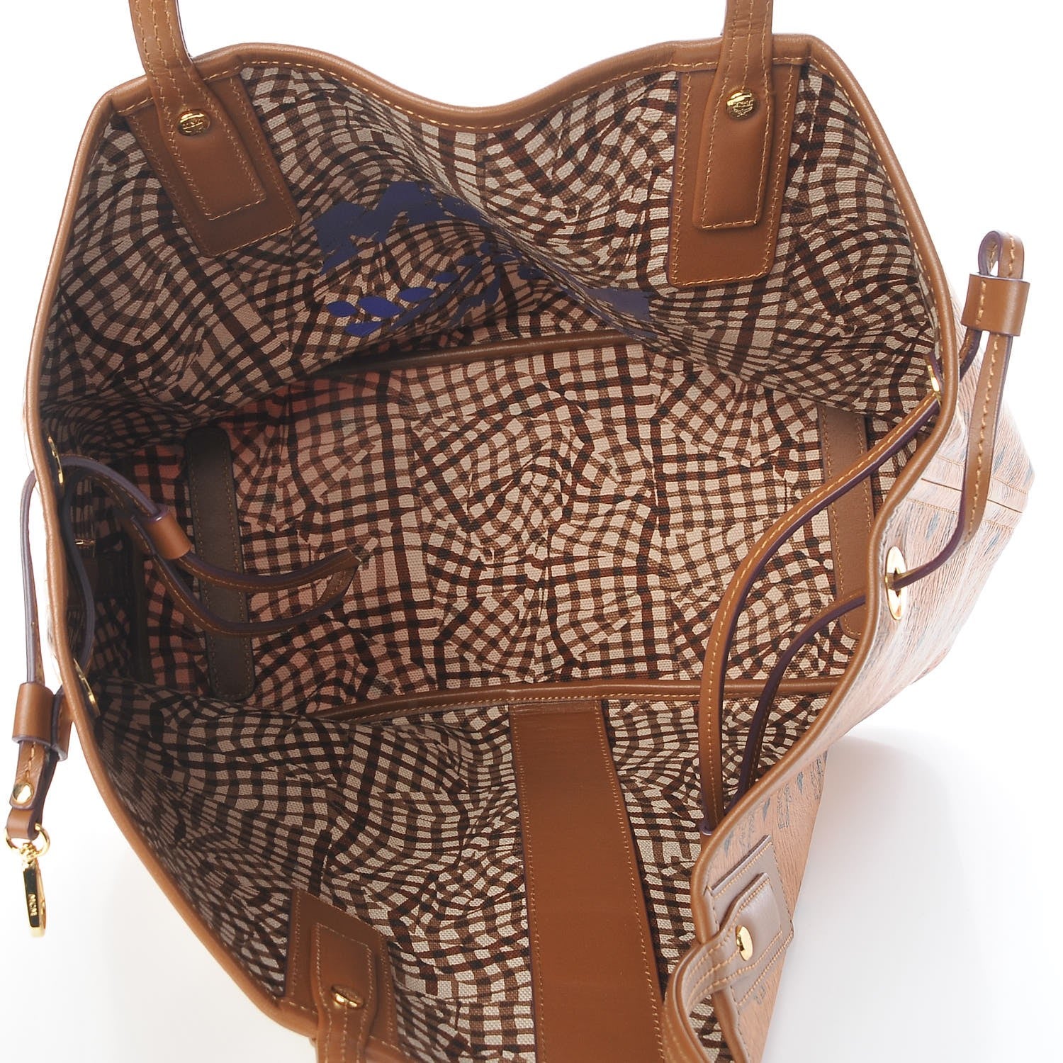 MCM Visetos Medium Liz Reversible Shopper Tote Cognac 17 of 18