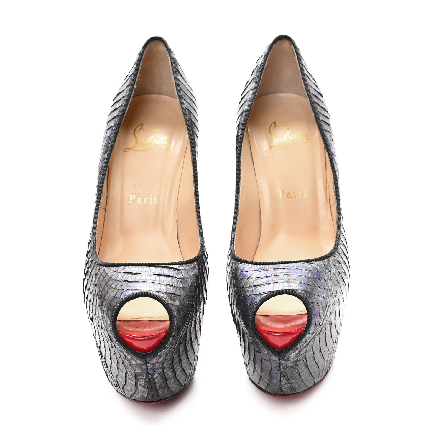 Metallic Snakeskin Highness 160 Pumps 38 Gray