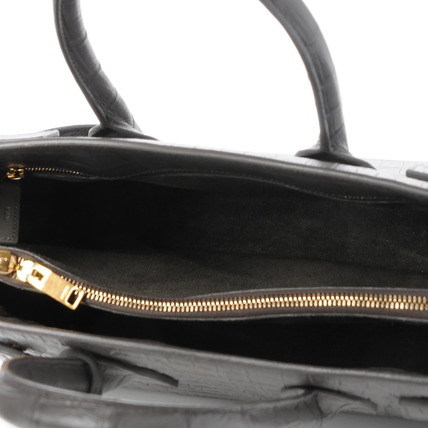 Saint Laurent Calfskin Crocodile Embossed Small Sac De Jour Fog 6 of 8