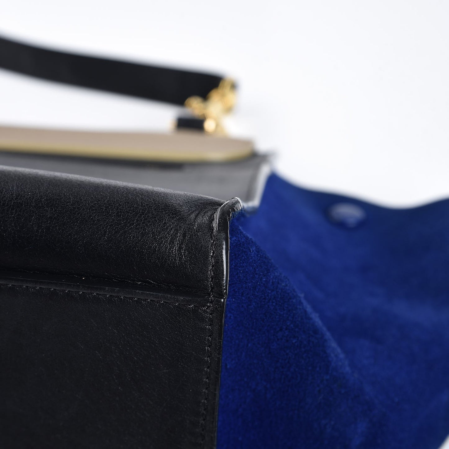 Calfskin Suede Medium Tri-color Trapeze Tri-color Sand