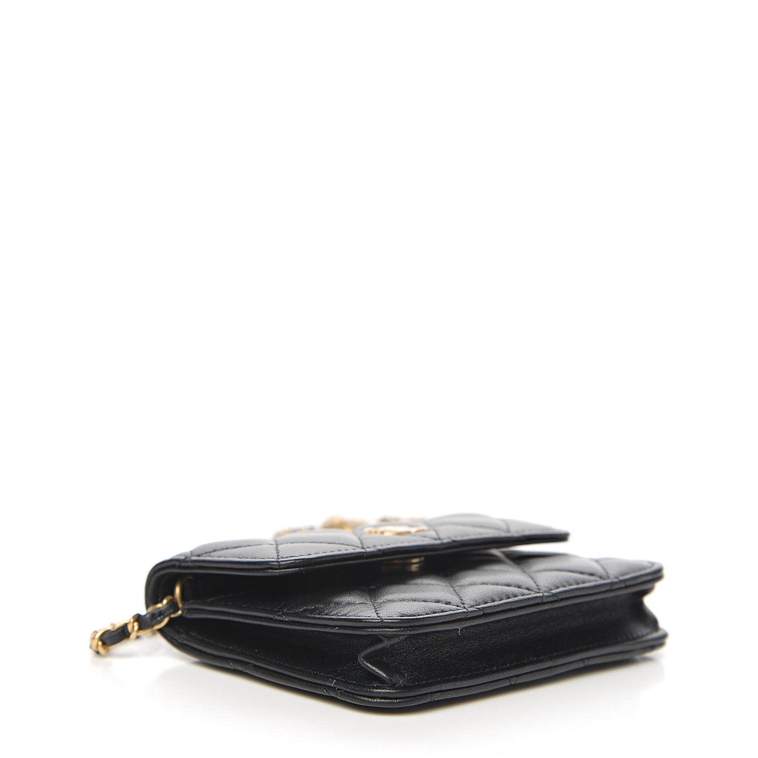Chanel Lambskin Quilted Pearl Crush Clutch With Chain Black 3 of 8