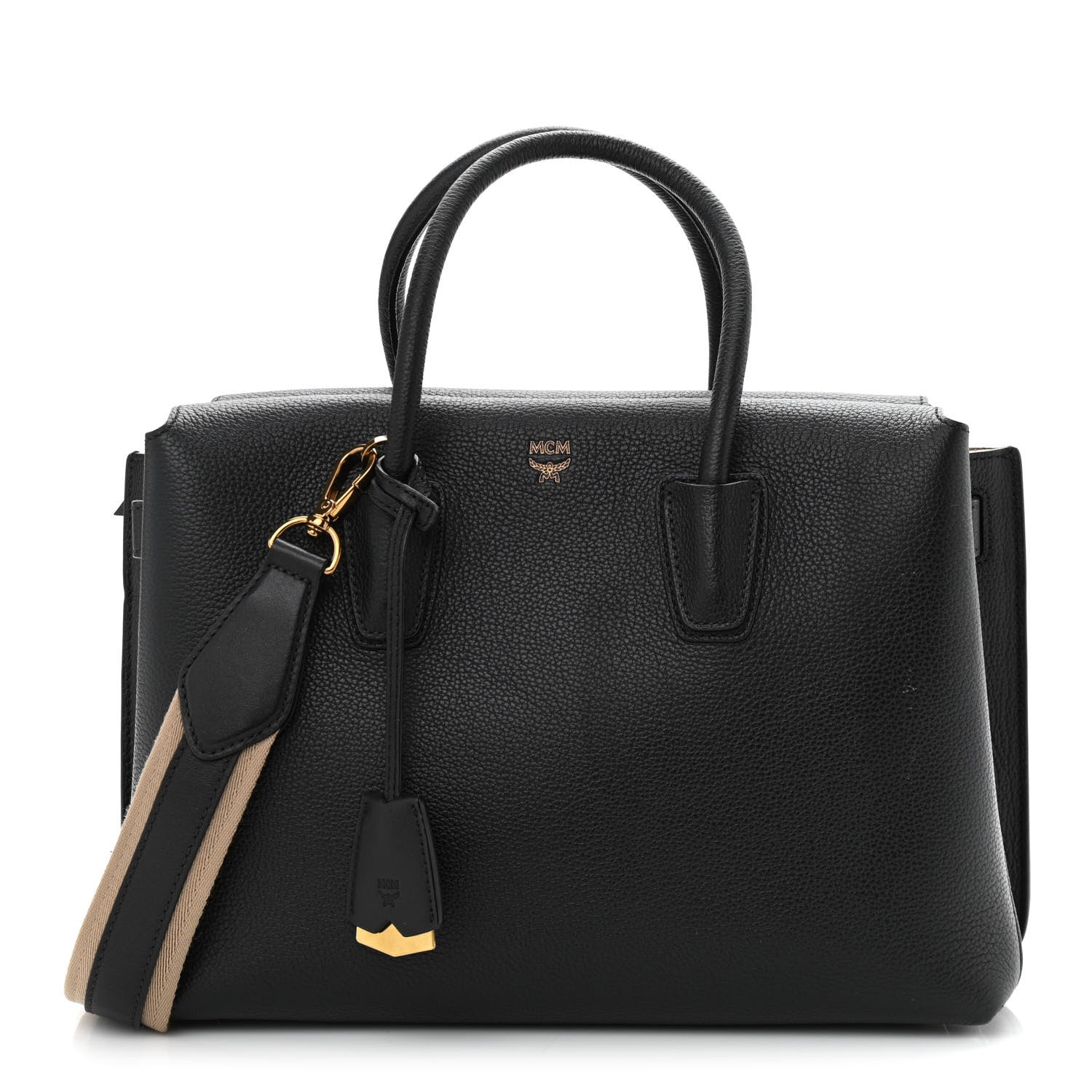 MCM Grained Calfskin Medium Milla Tote Black 1 of 11