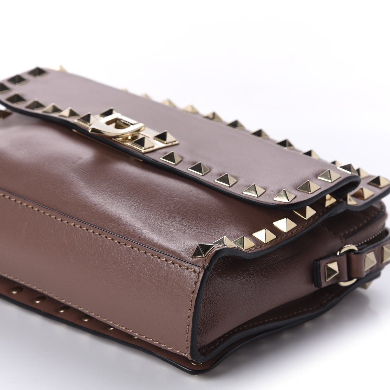 Valentino Garavani Vitello Rockstud Crossbody Bag Brown 7 of 11