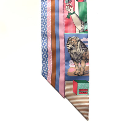 Hermes Silk Twilly Grand Theatre Nouveau Bleu Lavande Rose Vert 2 of 4