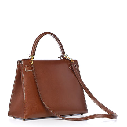 Hermes Veau Grain Lisse Kelly Sellier 28 Noisette 3 of 40