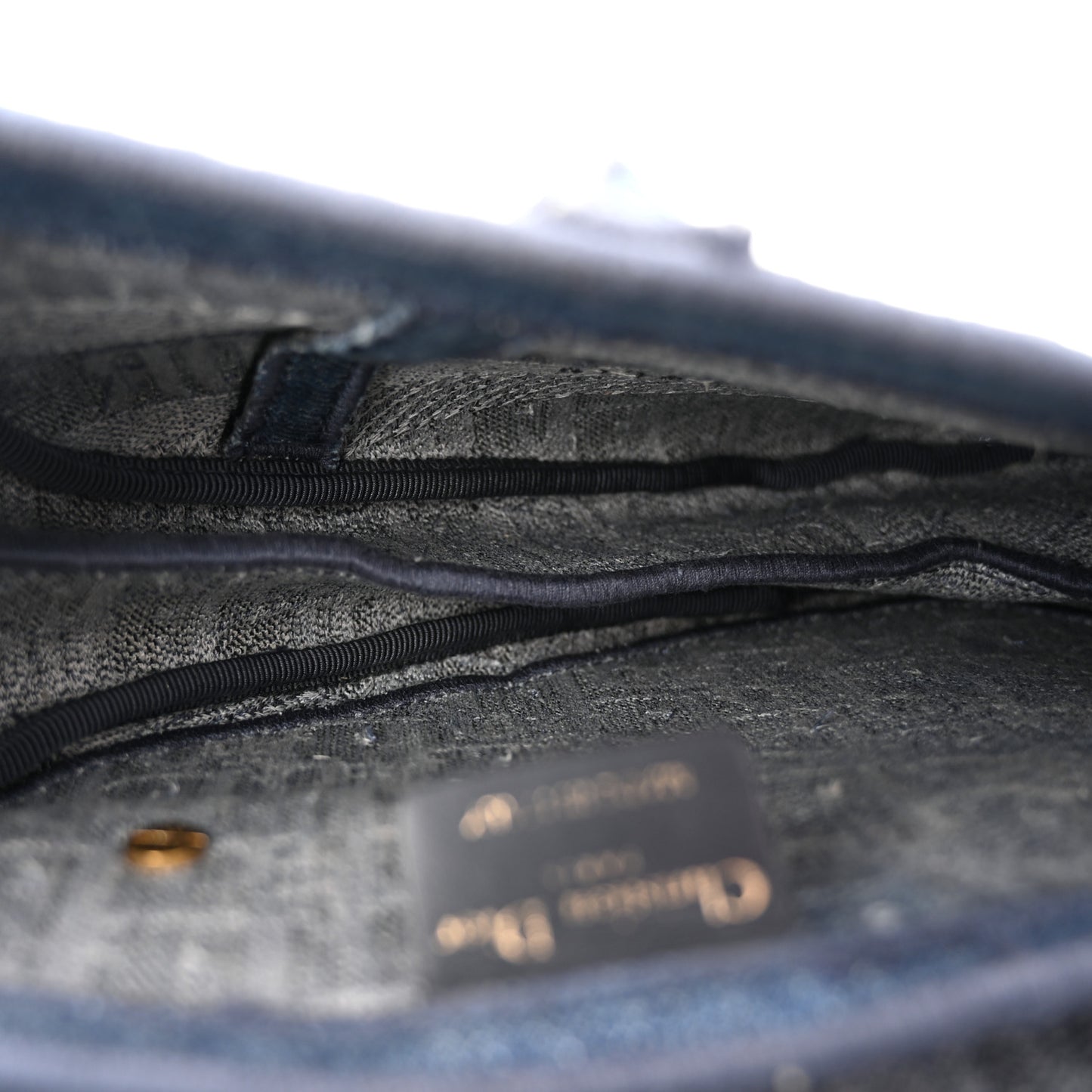 Oblique Embroidered Saddle Bag Denim Blue