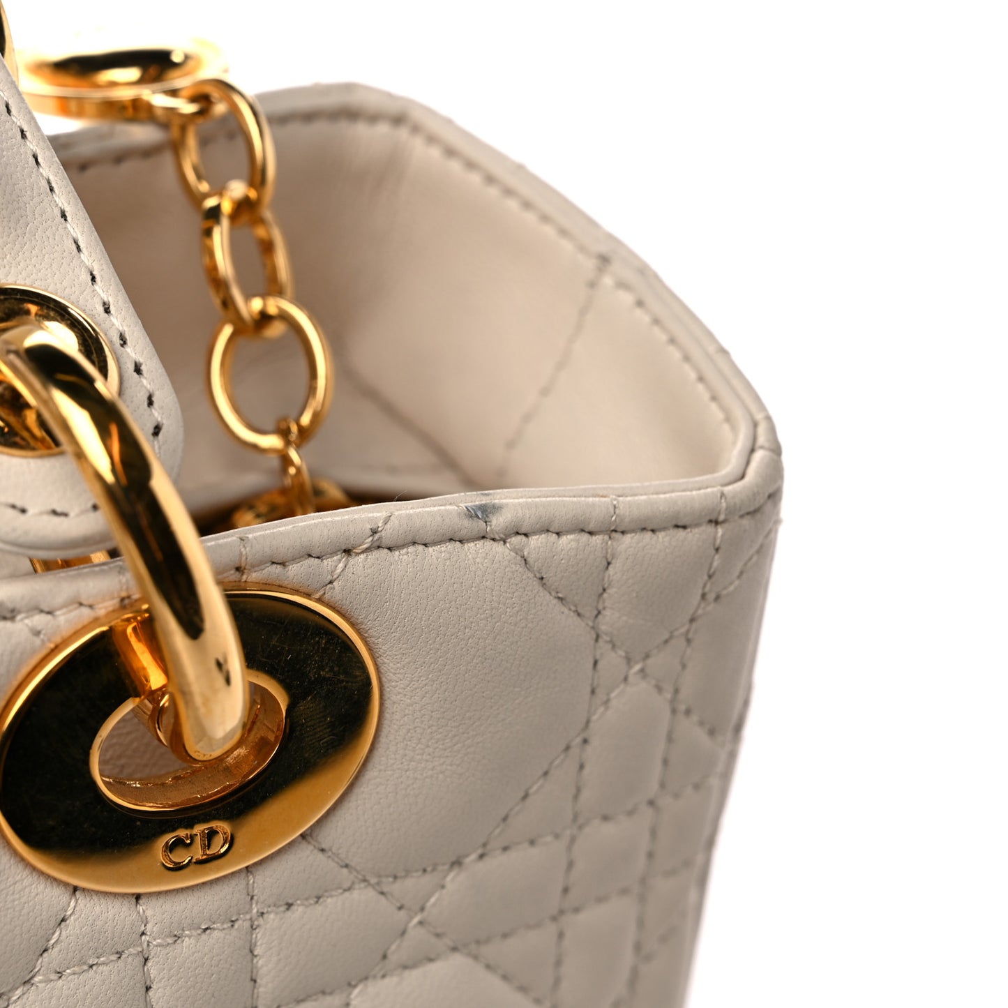 Lambskin Cannage Medium Lady Dior Light Beige