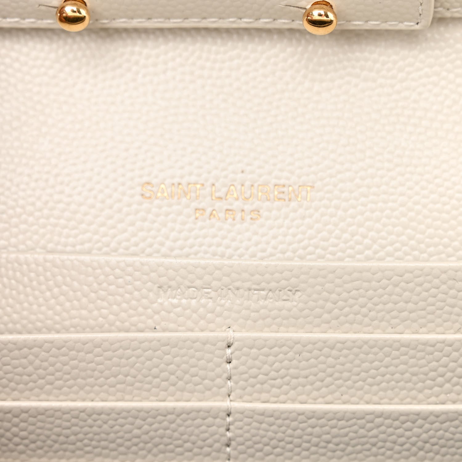 Saint Laurent Grain De Poudre Mixed Matelasse Triquilt Monogram Chain Wallet Crema Soft 6 of 9