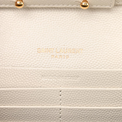 Saint Laurent Grain De Poudre Mixed Matelasse Triquilt Monogram Chain Wallet Crema Soft 6 of 9