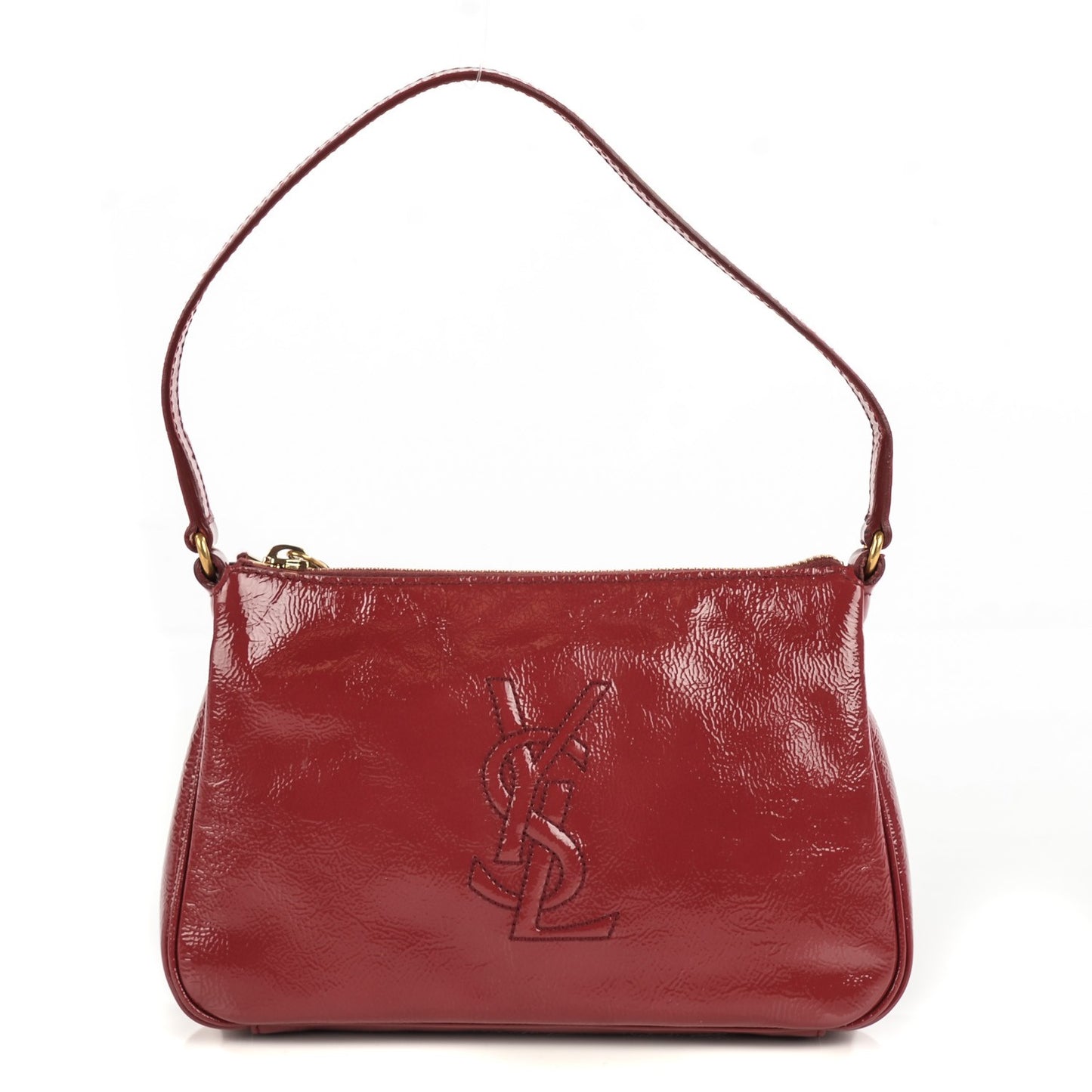 Textured Patent Calfskin Mini Shoulder Bag Red