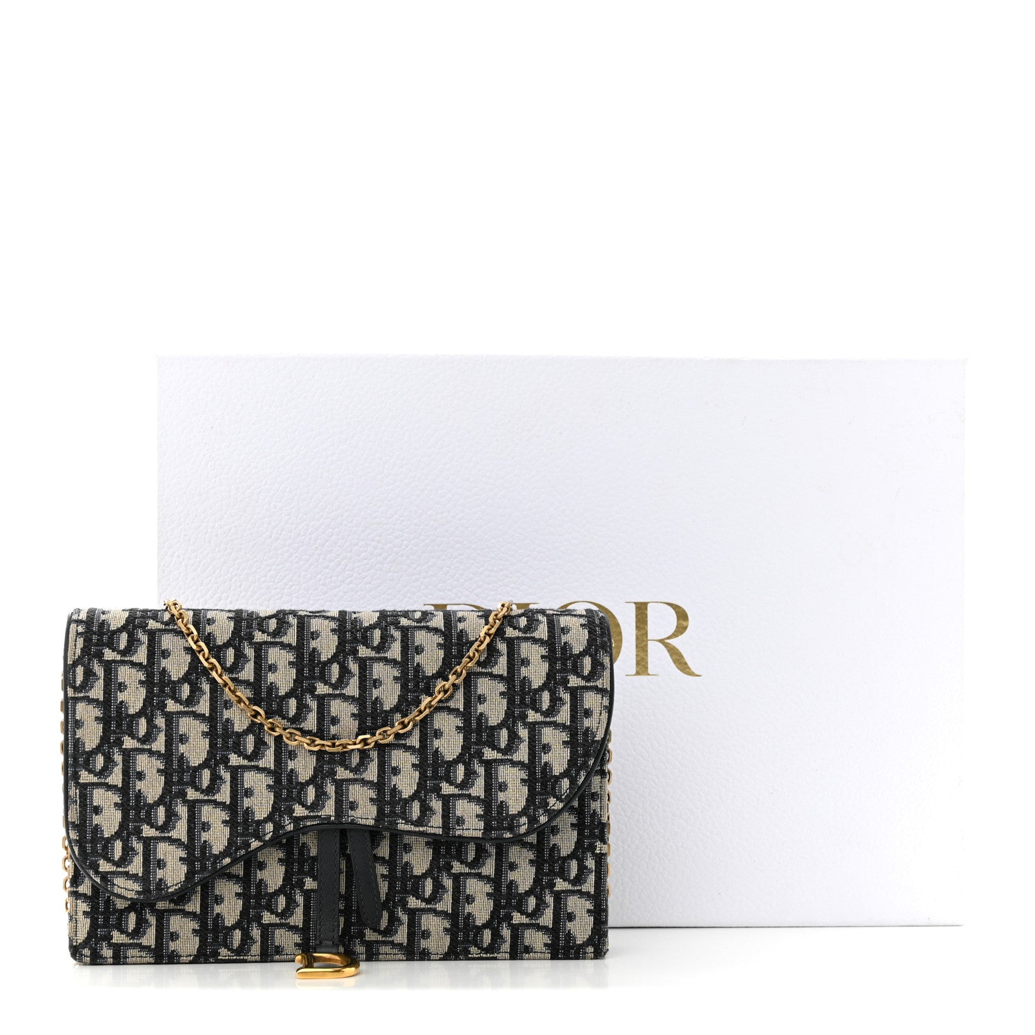 Christian Dior Oblique Saddle Chain Pouch Blue 13 of 13