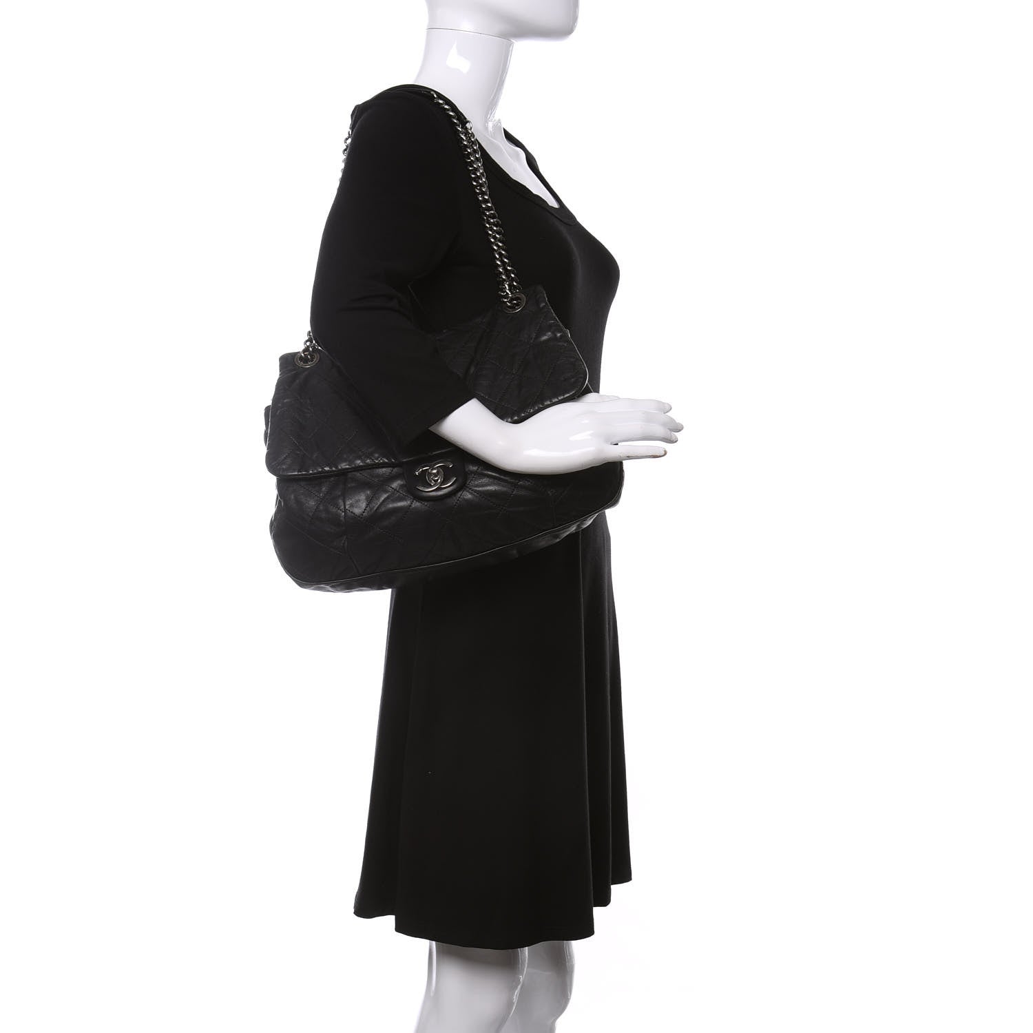 Chanel Calfskin Coco Pleats Flap Black 2 of 17