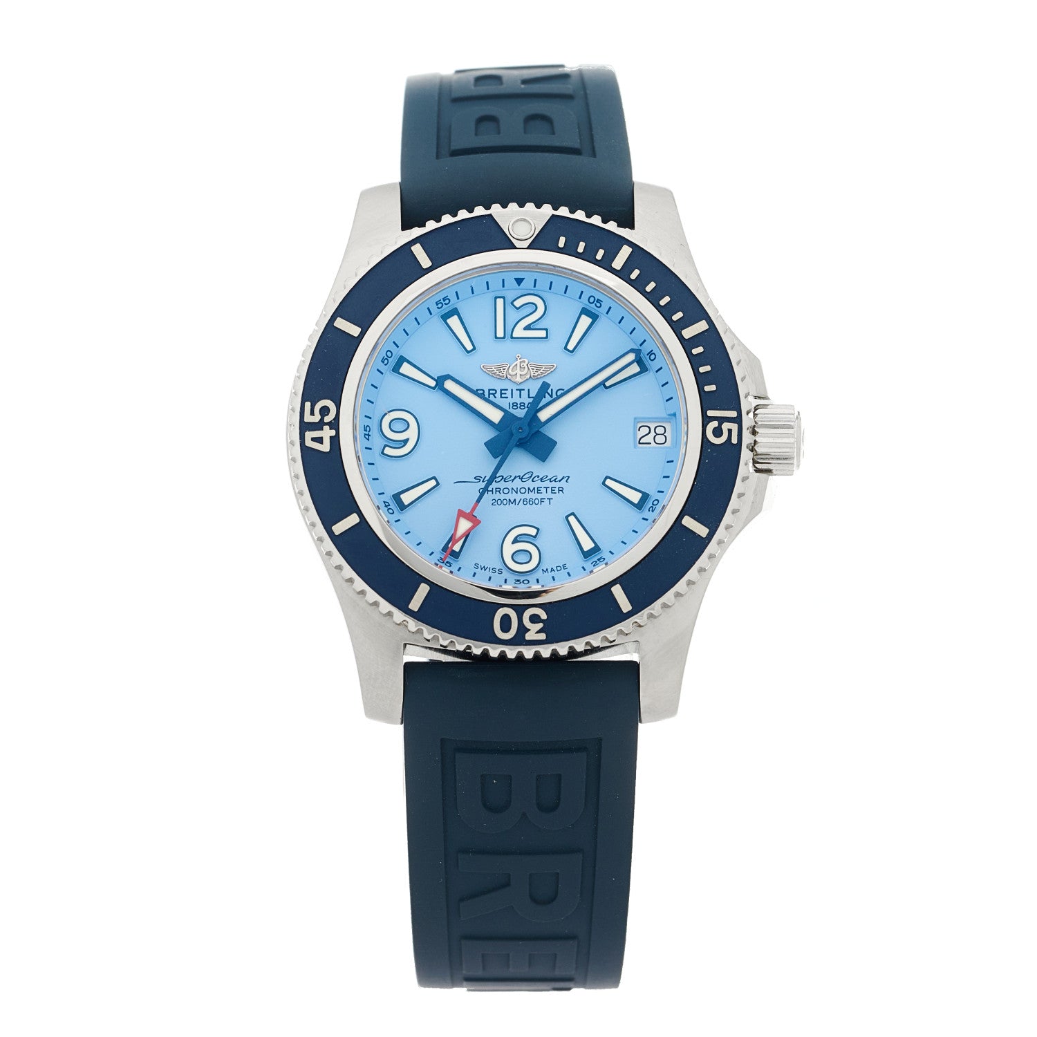 Breitling Stainless Steel Rubber 36mm Super Ocean Chronometer Automatic Watch Blue A17316 1 of 5