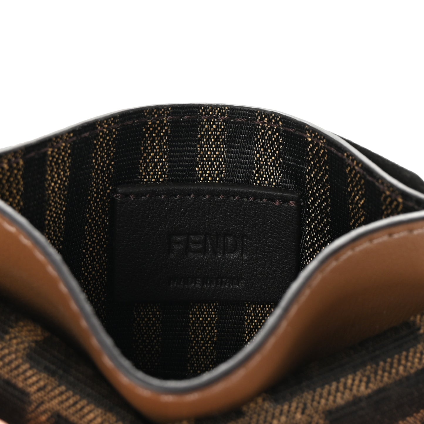 Fabric Jacquard FF 1974 Fold Over Card Holder Wallet Tobacco Moro