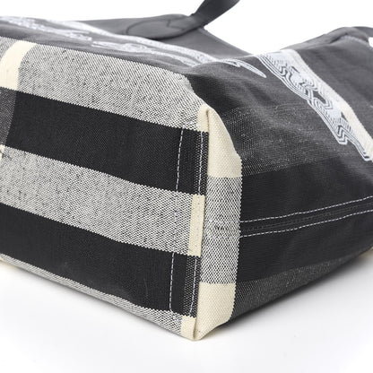 Burberry Coated Canvas Mega Check Medium Doodle Tote Black White 11 of 12