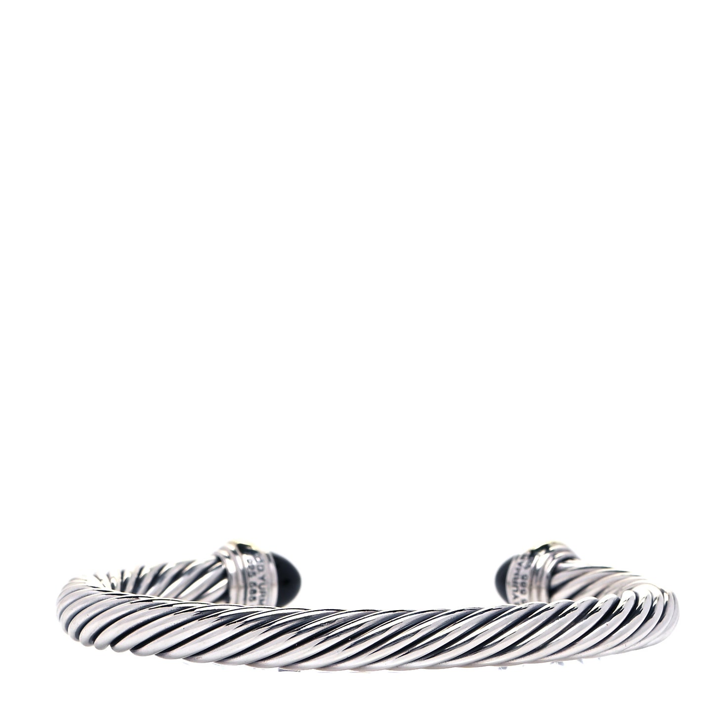 Sterling Silver 14K Yellow Gold Black Onyx 7mm Cable Classics Bracelet