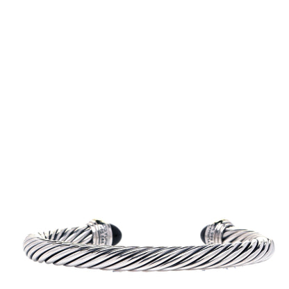 David Yurman Sterling Silver 14K Yellow Gold Black Onyx 7mm Cable Classics Bracelet 3 of 4