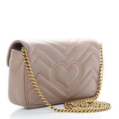 Gucci Calfskin Matelasse Super Mini GG Marmont Shoulder Bag Porcelain Rose 3 of 13