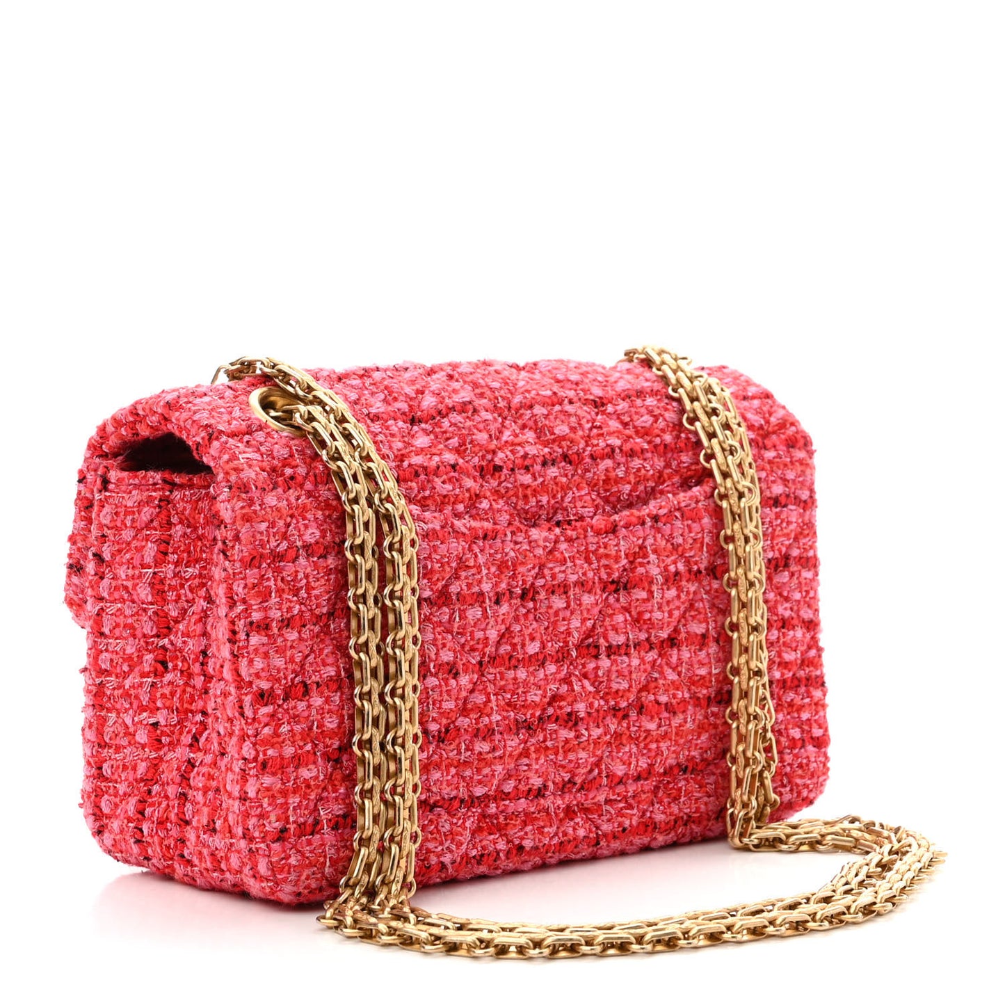 Tweed Quilted Mini 2.55 Reissue Flap Red Ecru Black