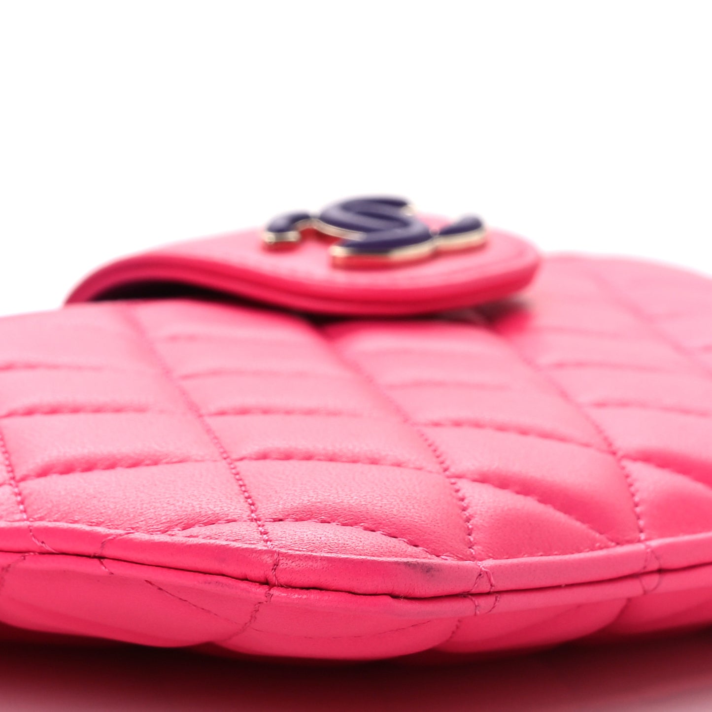 Lambskin Quilted Sunset Boulevard Pouch Case Pink Purple