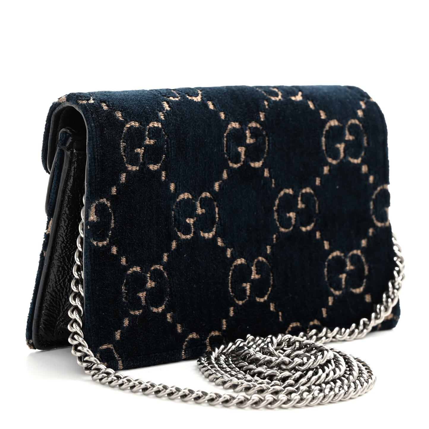 Velvet GG Monogram Super Mini Dionysus Shoulder Bag Blue Beige Black