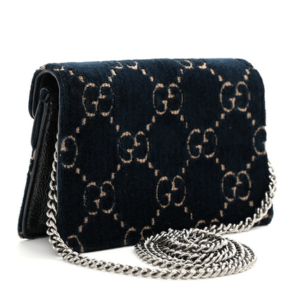 Gucci Velvet GG Monogram Super Mini Dionysus Shoulder Bag Blue Beige Black 3 of 10
