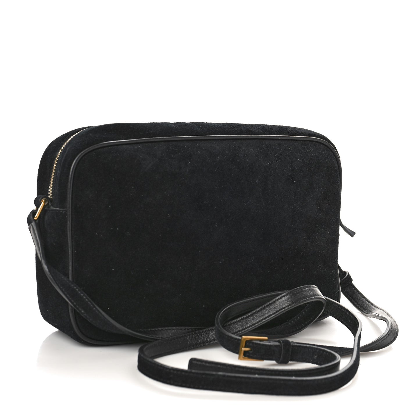 Suede Crystal Camera Bag Black