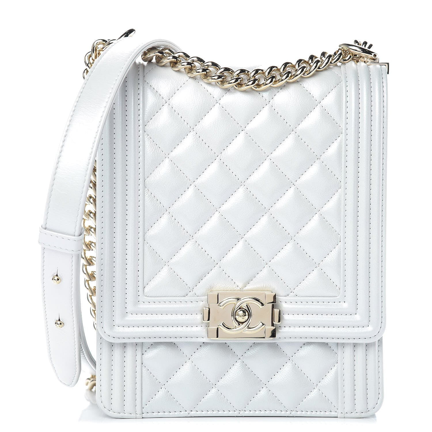 Chanel Calfskin Quilted North South Boy Flap Grey 1 of 10