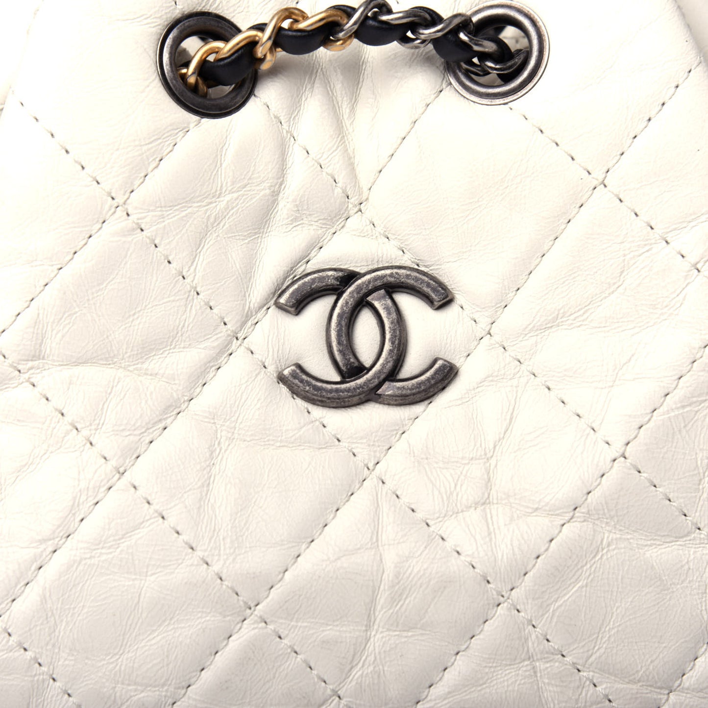 Aged Calfskin Quilted Small Gabrielle Backpack Black White