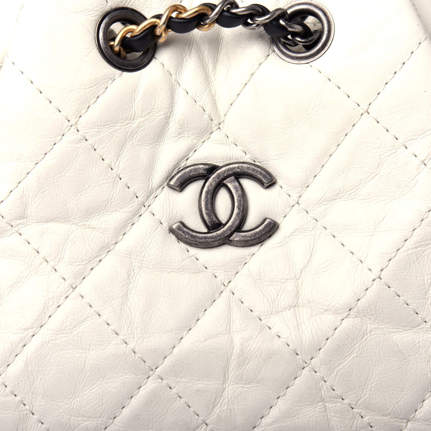 Chanel Aged Calfskin Quilted Small Gabrielle Backpack Black White 10 of 10