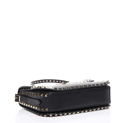 Valentino Garavani Vitello Medium Rockstud Flap Saddle Bag Black 4 of 7