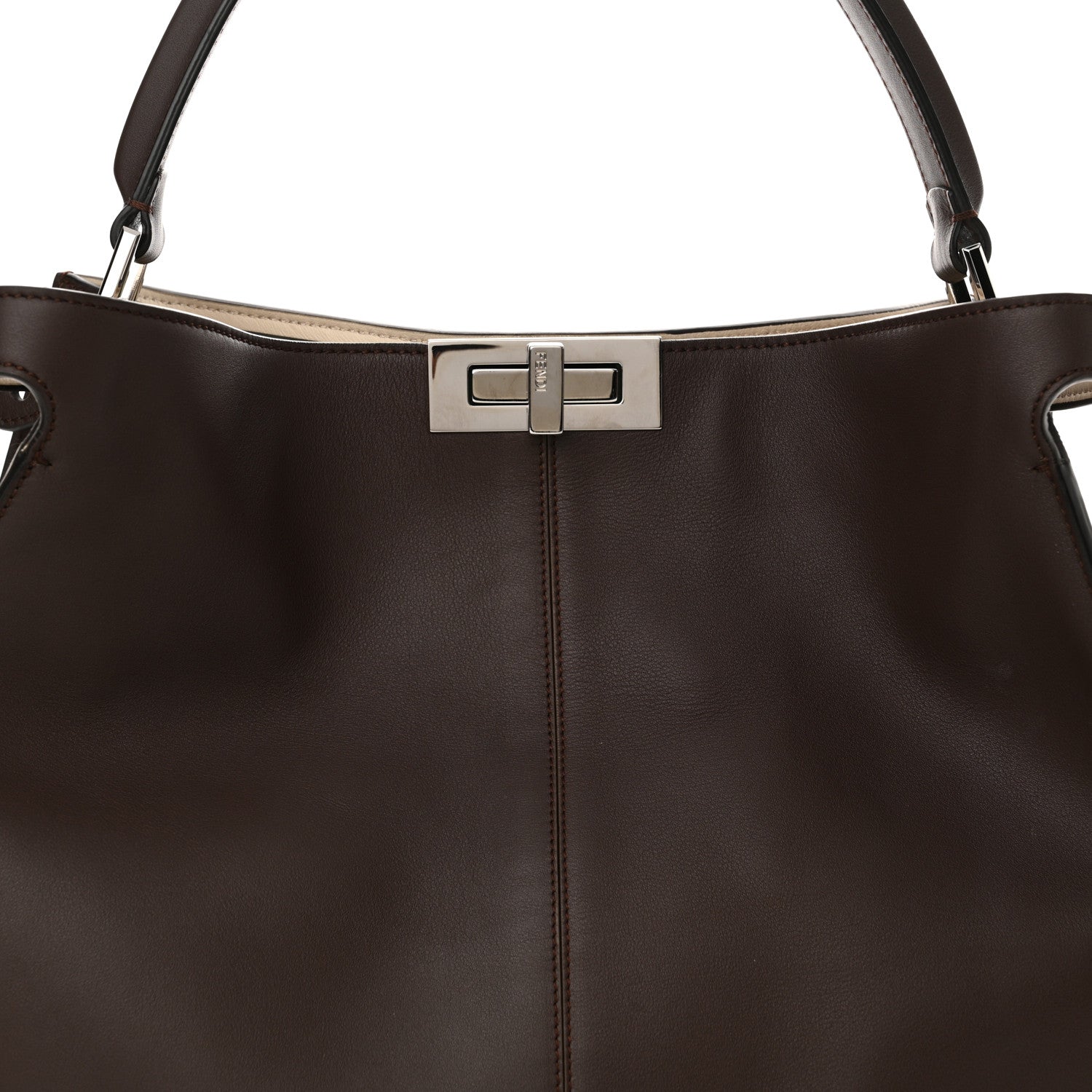 Fendi Vitello Seta Glazed Fabric FF 1974 Large Peekaboo X-Lite Maya 8 of 12
