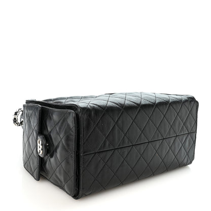 Chanel Shiny Crumpled Calfskin Quilted Medium Chanel 25 Handbag Black 5 of 11