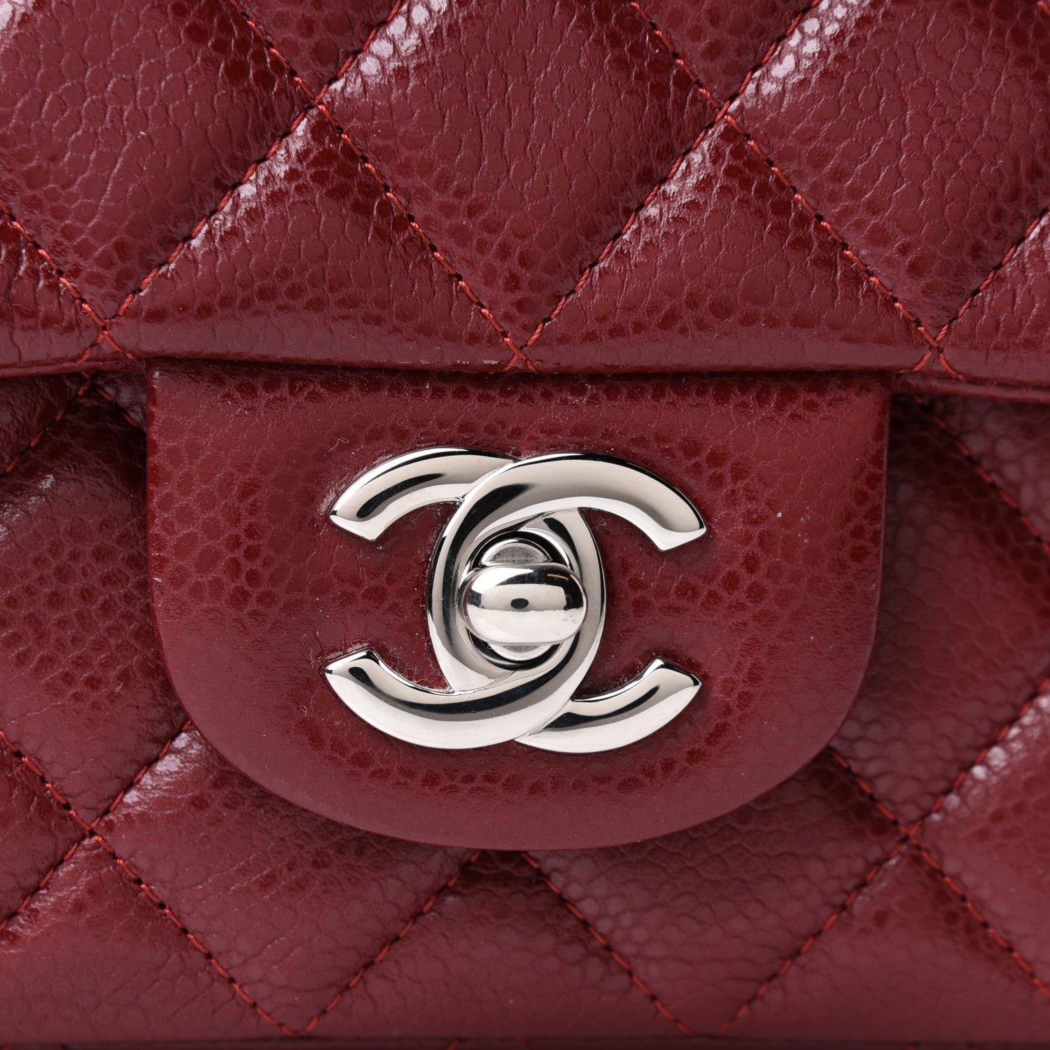 Chanel Caviar Quilted Mini Rectangular Flap Dark Red 8 of 11